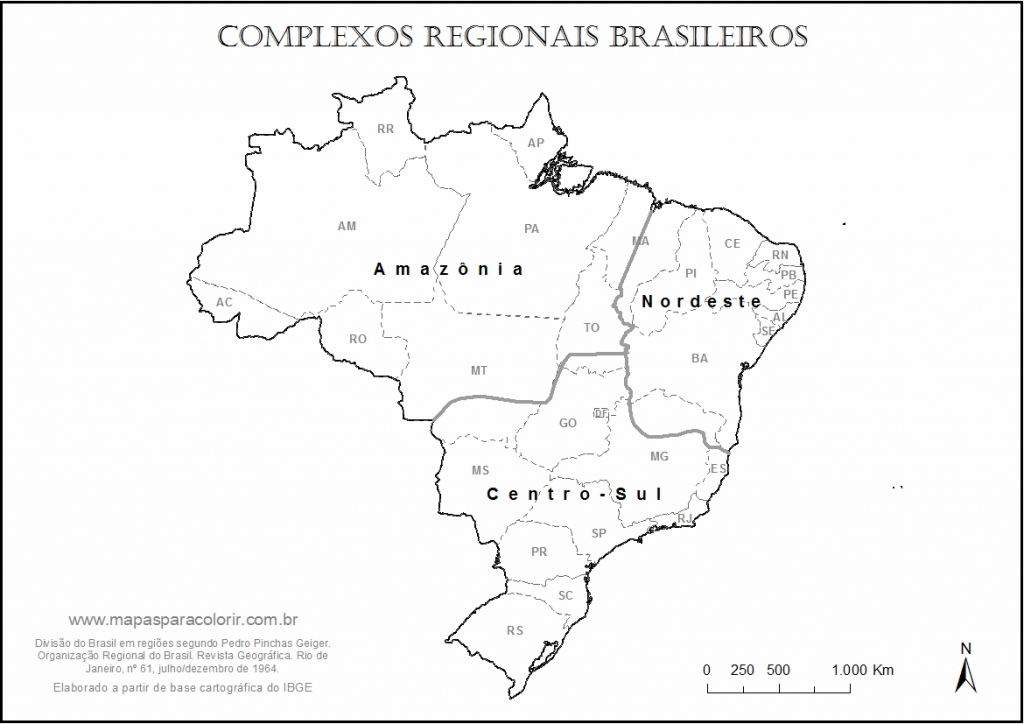 30 Mapas Do Brasil Para Colorir E Imprimir Político Capitais 6287
